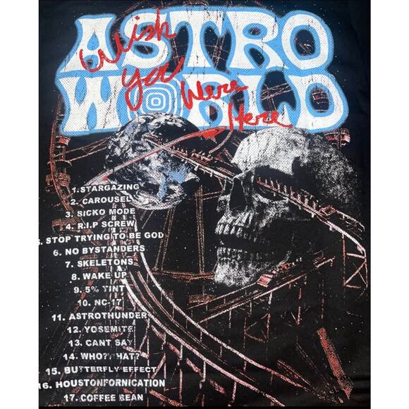 Size M New Travis Scott Astroworld "Wish You Were Here" Tour T-Shirt Black - Picture 1 of 3